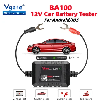 Vgate BA100 12V Įtampos Automobilio Akumuliatoriaus Testeris Android/IOS Automobilių Grandinių Analizatorius, Testeris ir 
