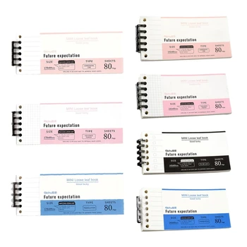 Y1UB Palaidų lapų Pastaba Dokumentus su 5-hole Segtuvų Klipai A5/B5 Notepad Horizontalus Sąsiuvinis Planuotojas 80 Lapų, su Pamušalu/Tinklelio